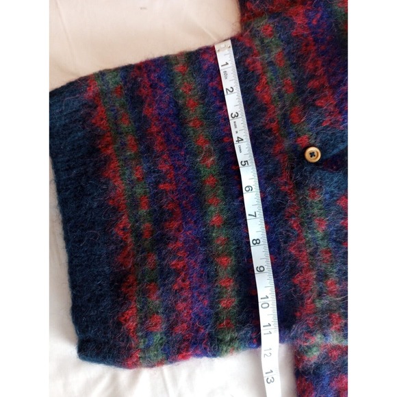 Colleen Steedman Mohair Cardigan Blue Red Bottom Collar Boys ?4T Sweater - Picture 5 of 8